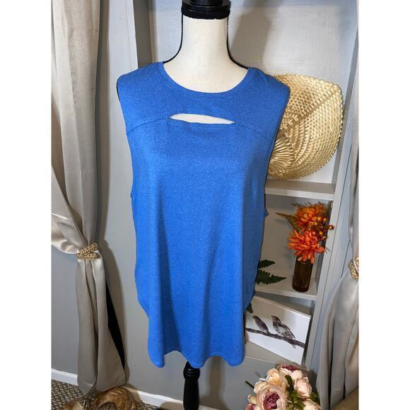 BCG Blue size XL Longer Length Cutout Front Gym Workout Top GUC - Picture 1 of 11